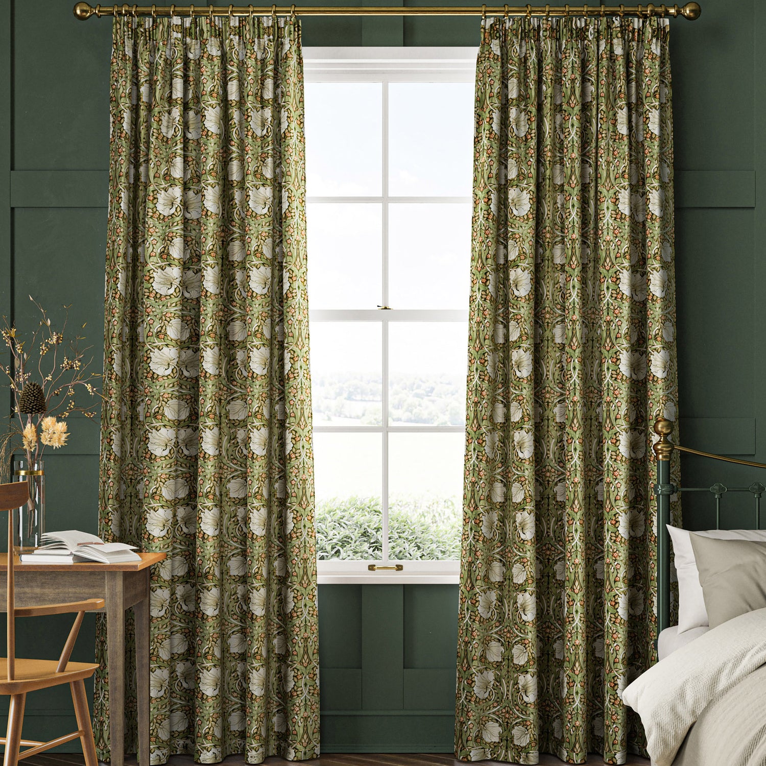 William Morris Pimpernel Velvet Made to Measure Curtain Nettle