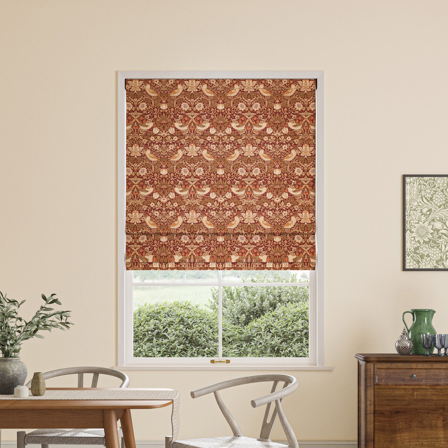 William Morris Strawberry Thief Made to Measure Roman Blind Madder