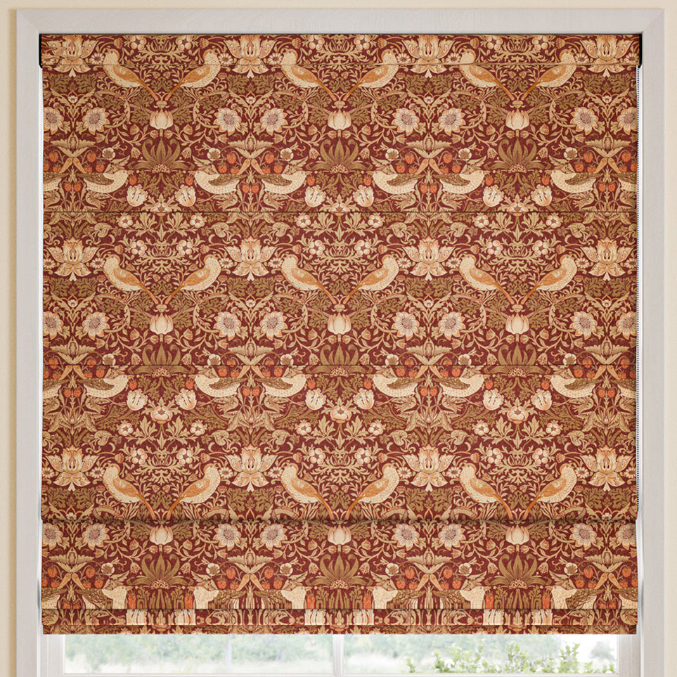 William Morris Strawberry Thief Made to Measure Roman Blind Madder