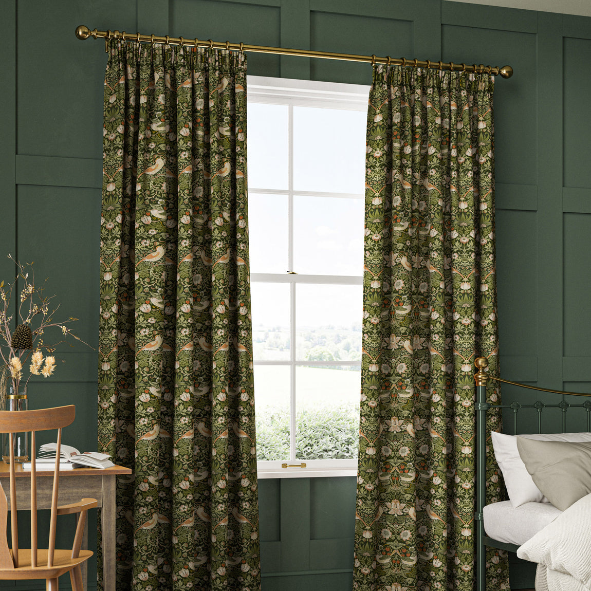 William Morris Strawberry Thief Made to Measure Curtain Nettle