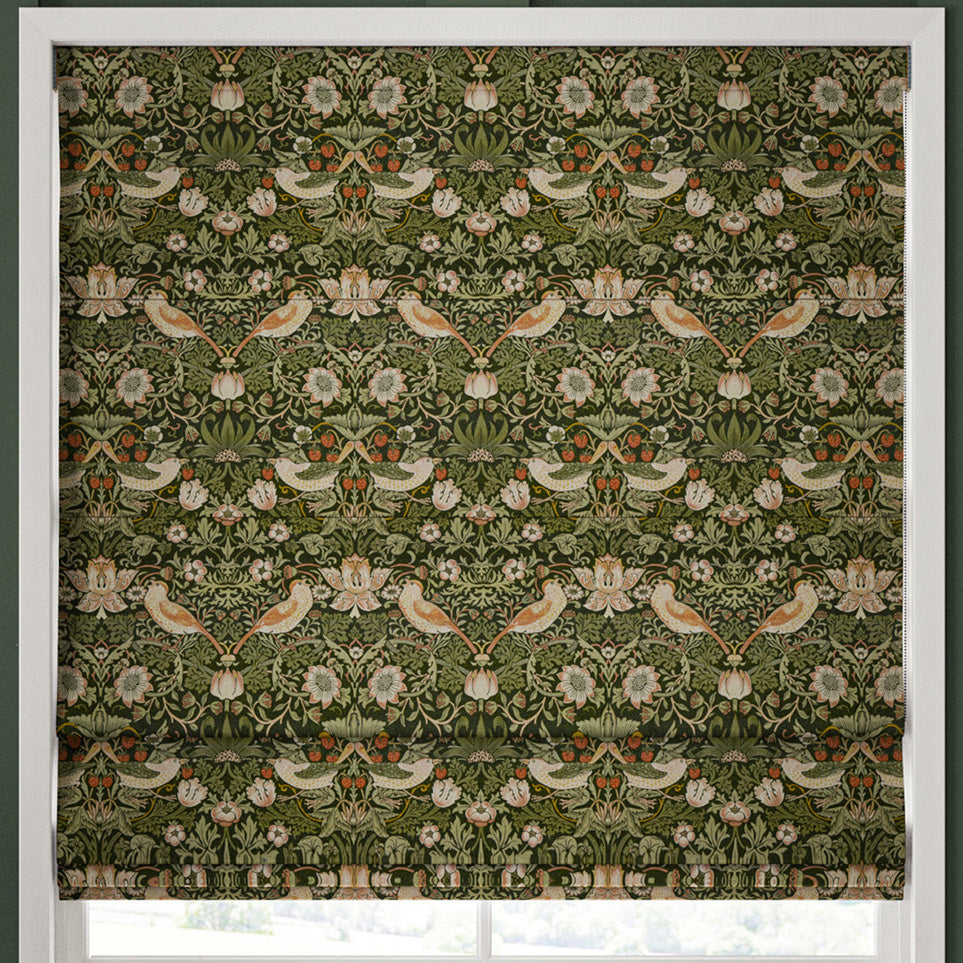 William Morris Strawberry Thief Made to Measure Roman Blind Nettle