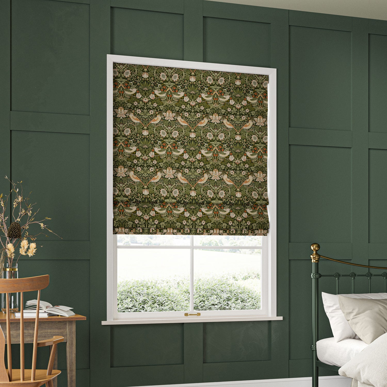 William Morris Strawberry Thief Made to Measure Roman Blind Nettle