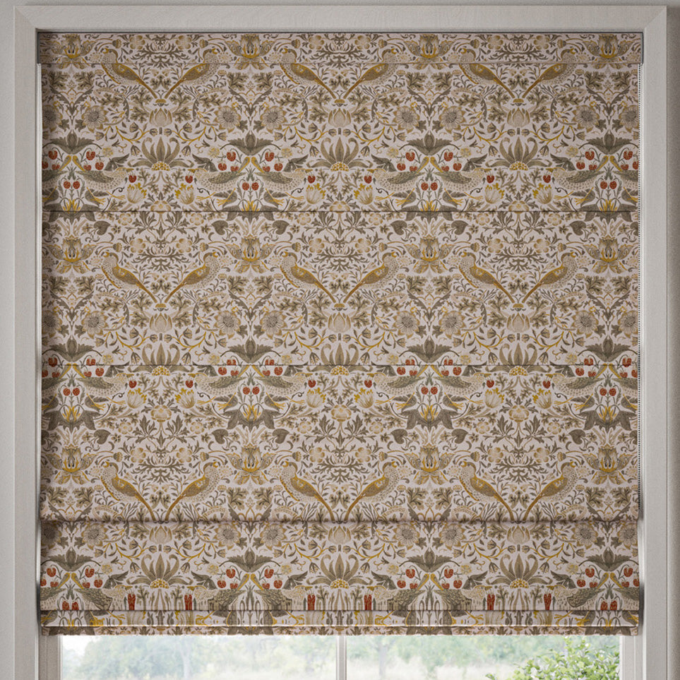 William Morris Strawberry Thief Made to Measure Roman Blind Ochre