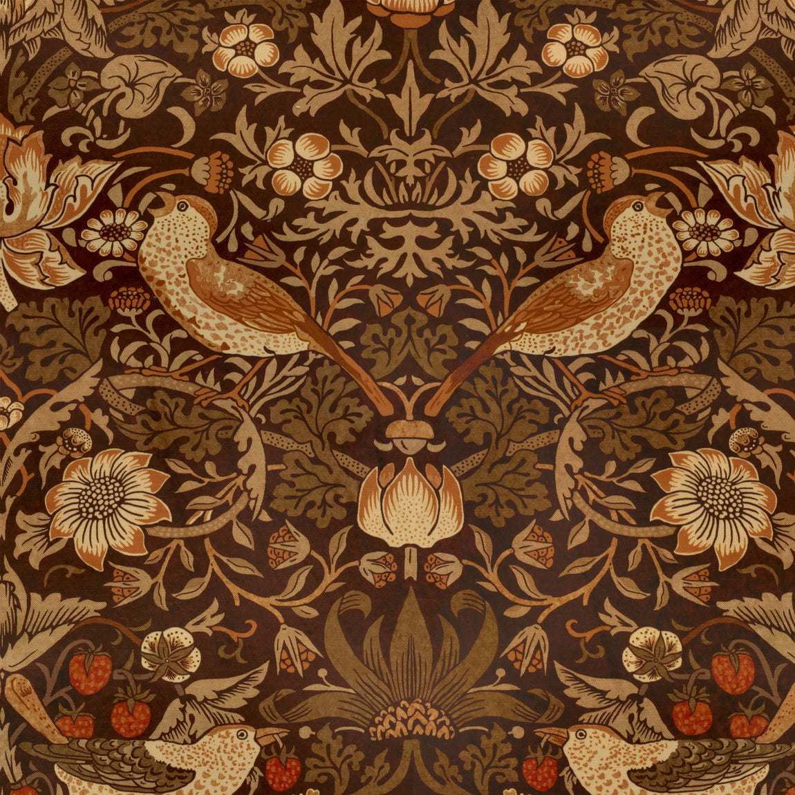 William Morris Strawberry Thief Velvet Made to Measure Curtain Acorn