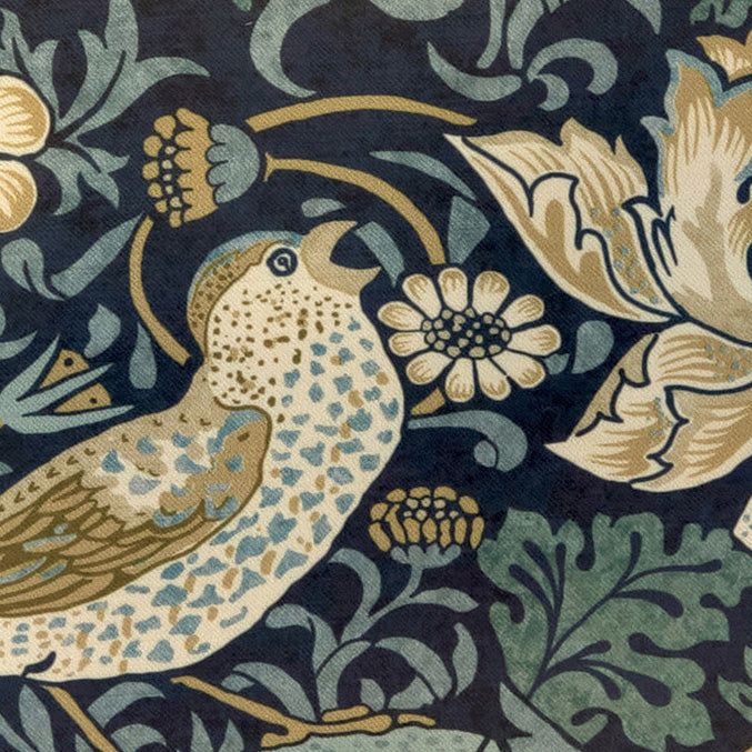 William Morris Strawberry Thief Velvet Made to Measure Curtain Indigo