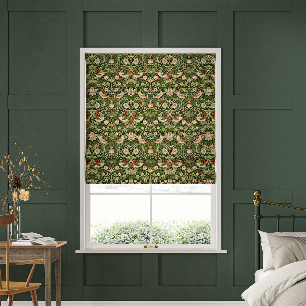 William Morris Strawberry Thief Velvet Made to Measure Roman Blind Nettle