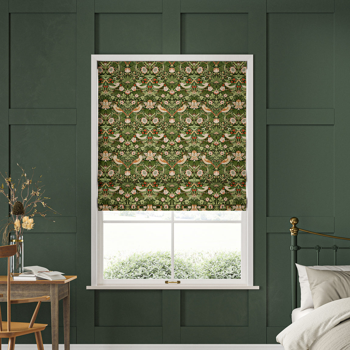William Morris Strawberry Thief Velvet Made to Measure Roman Blind Nettle