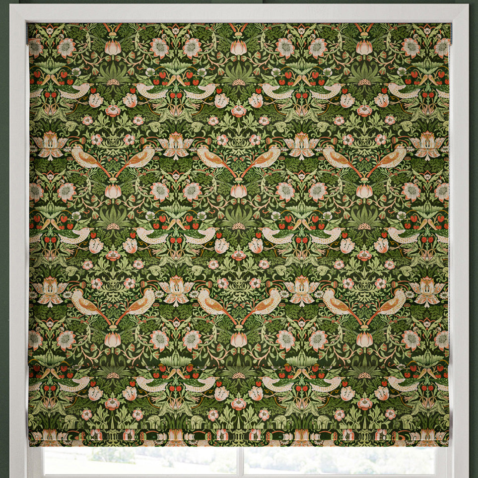 William Morris Strawberry Thief Velvet Made to Measure Roman Blind Nettle