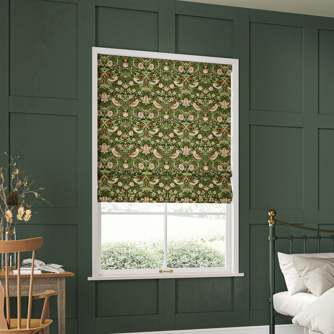 William Morris Strawberry Thief Velvet Made to Measure Roman Blind Nettle
