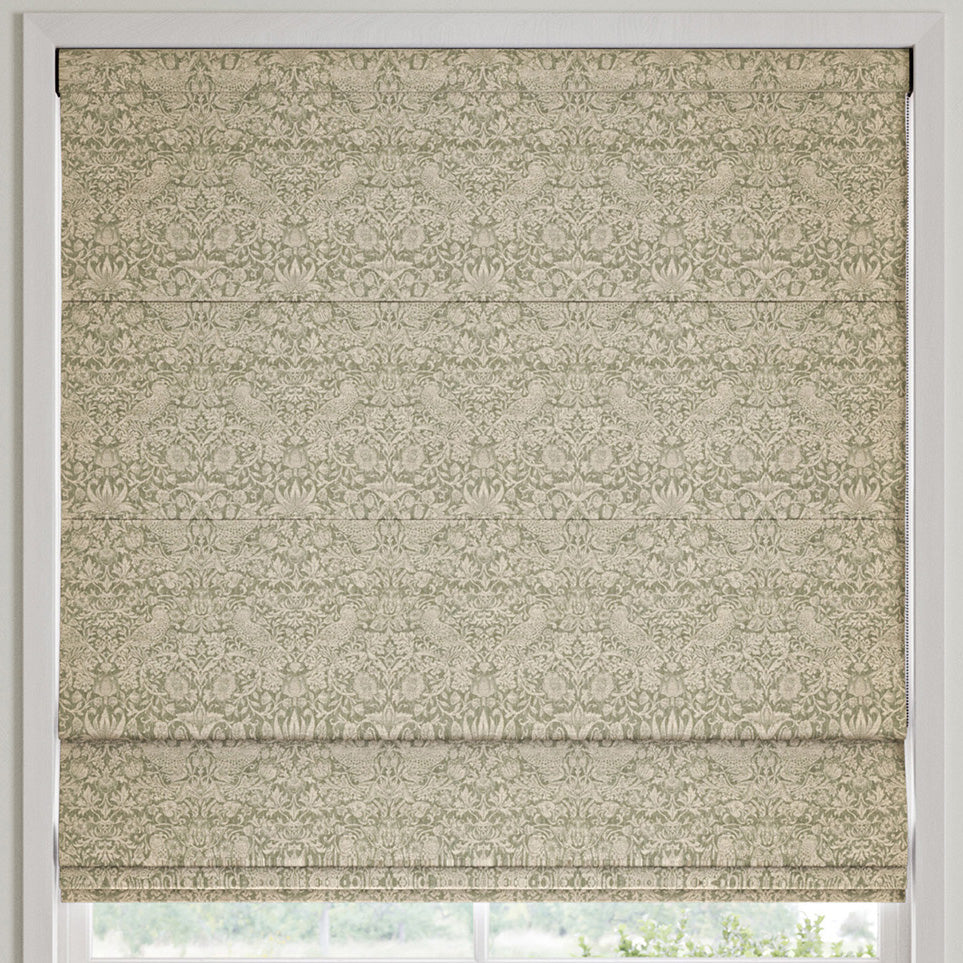 William Morris Strawberry Thief Woven Made to Measure Roman Blind Sage