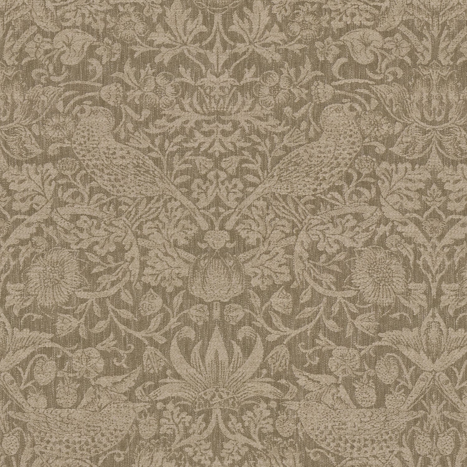 William Morris Strawberry Thief Woven Made to Measure Curtain Walnut