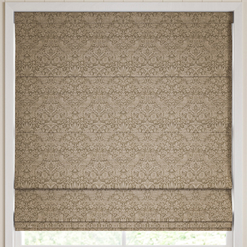 William Morris Strawberry Thief Woven Made to Measure Roman Blind Walnut