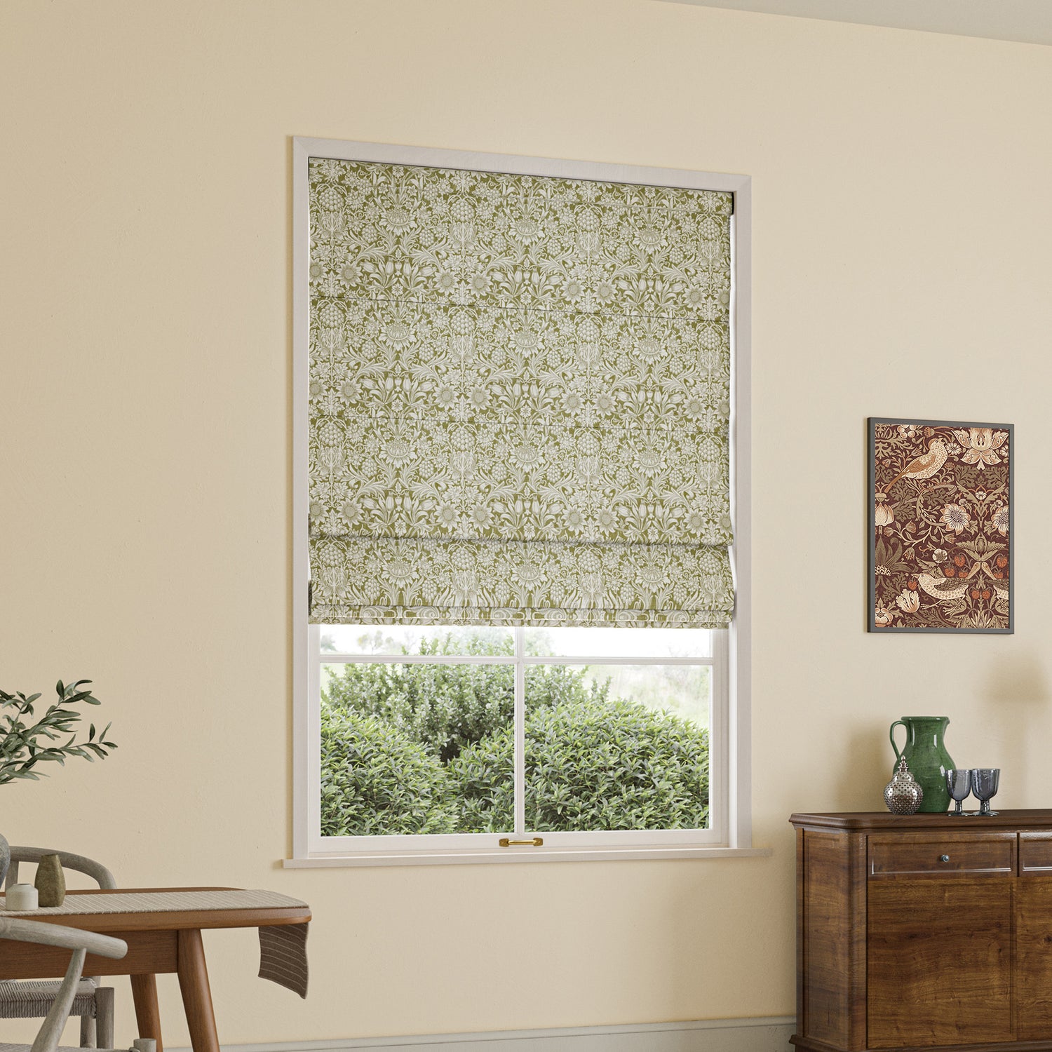 William Morris Sunflower Made to Measure Roman Blind Artichoke