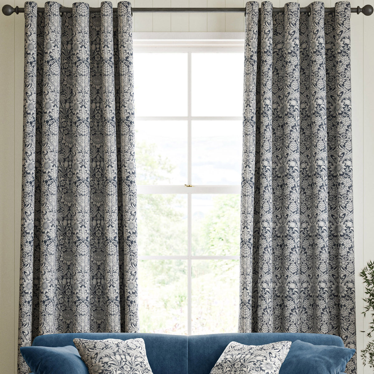 William Morris Sunflower Made to Measure Curtain Indigo