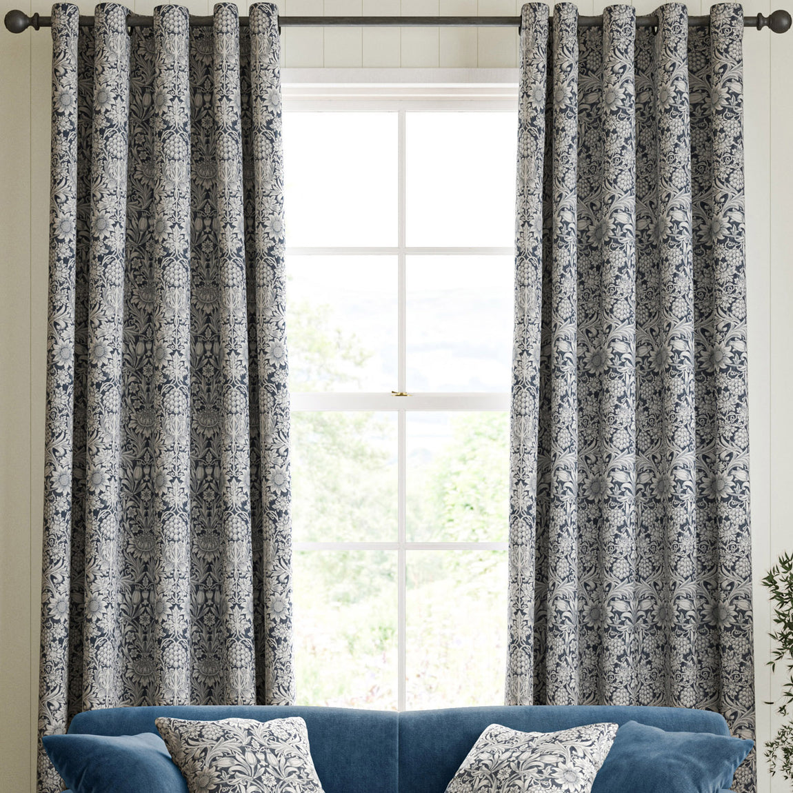 William Morris Sunflower Made to Measure Curtain Indigo