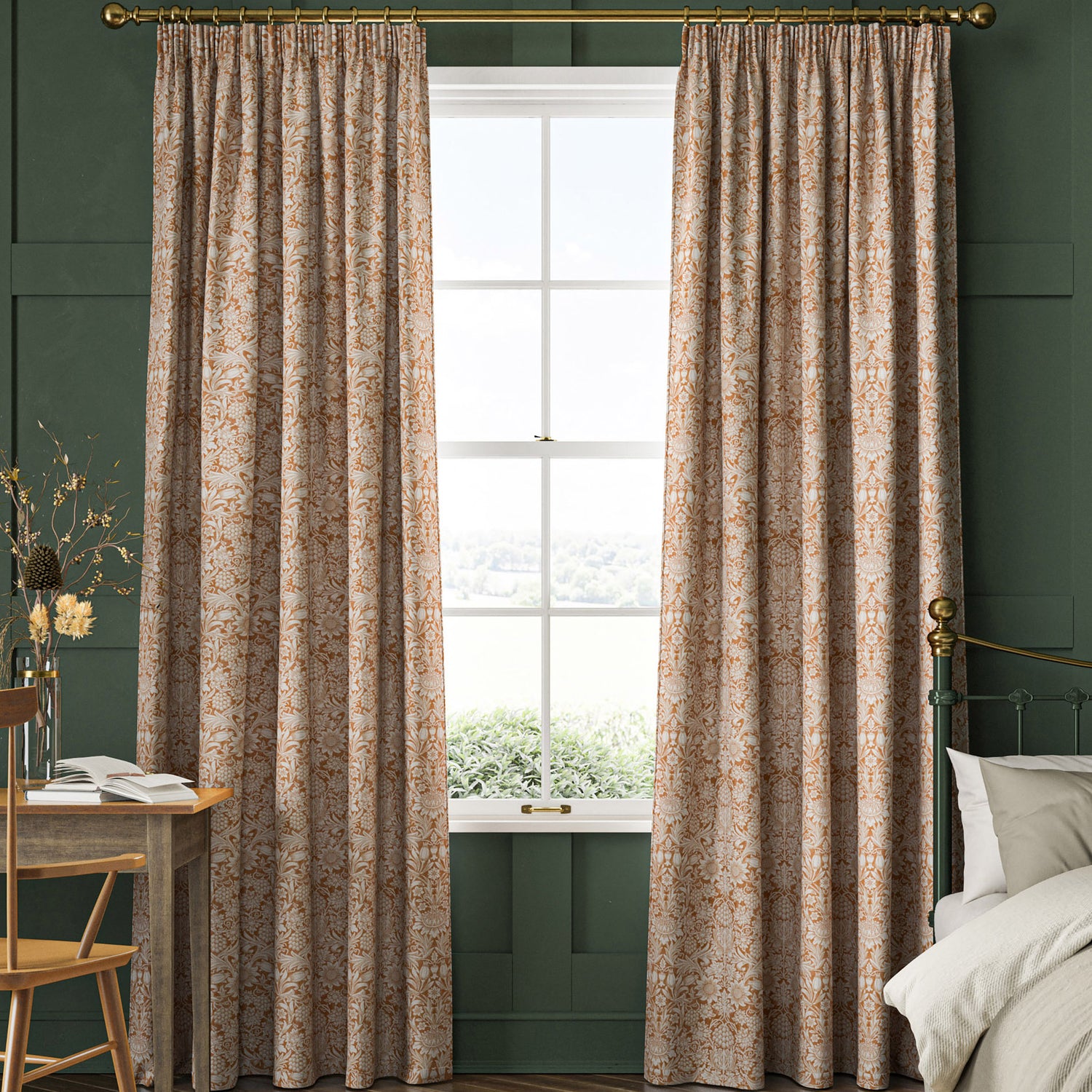 William Morris Sunflower Made to Measure Curtain Madder