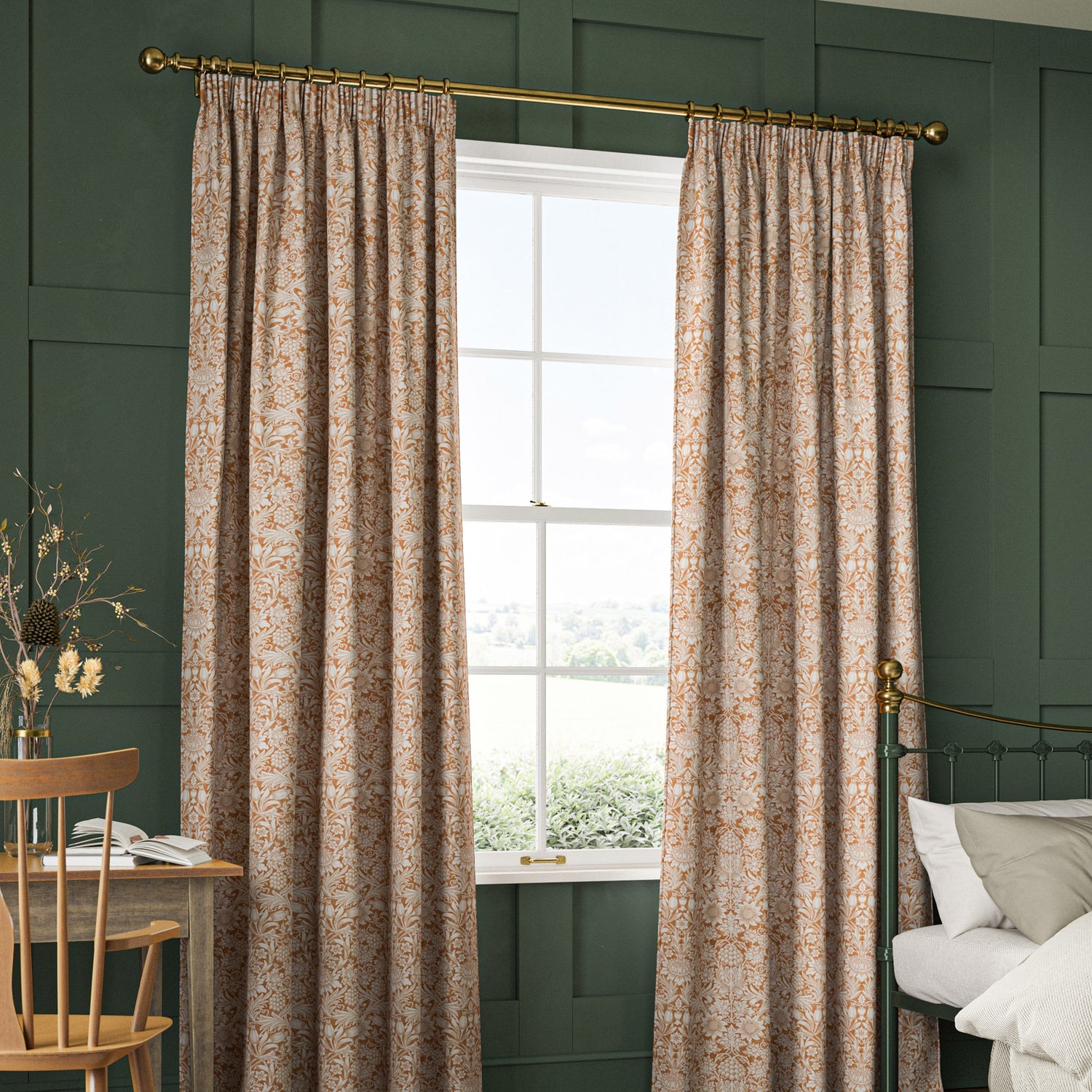 William Morris Sunflower Made to Measure Curtain Madder