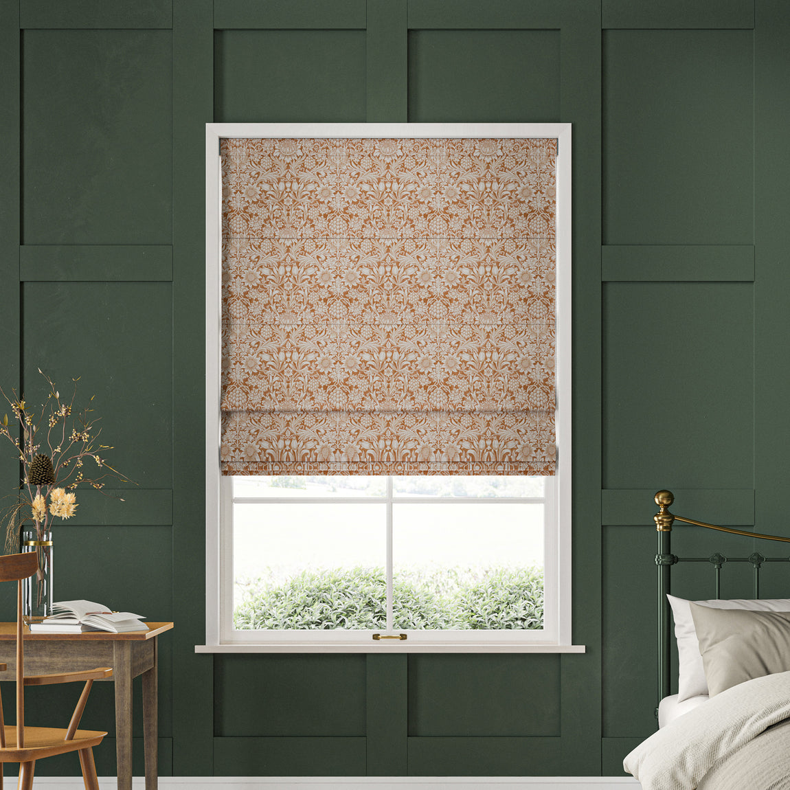 William Morris Sunflower Made to Measure Roman Blind Madder