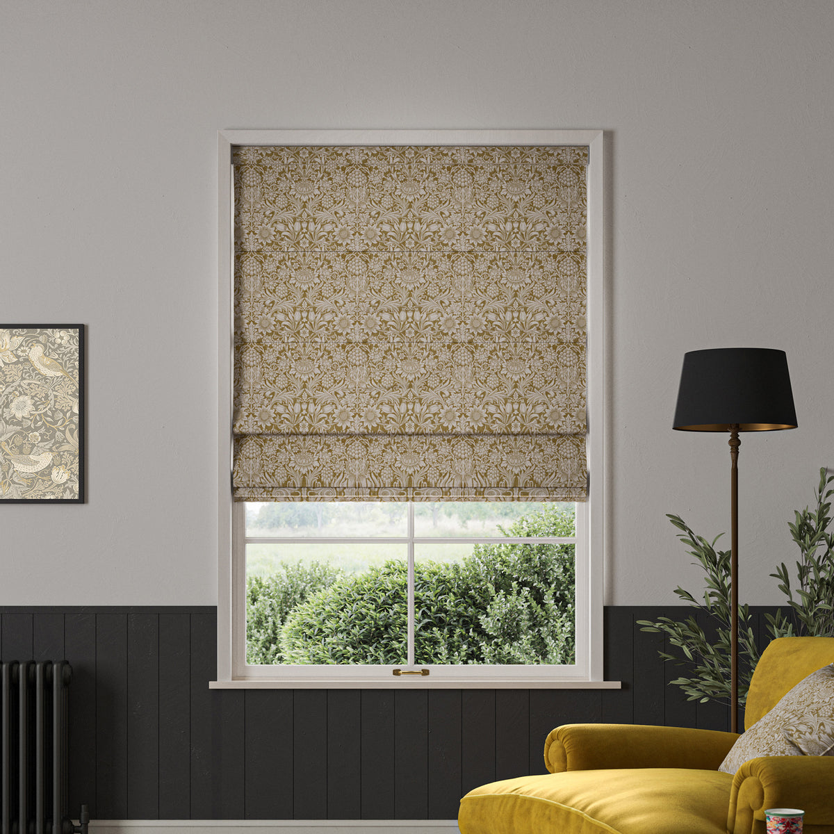 William Morris Sunflower Made to Measure Roman Blind Ochre