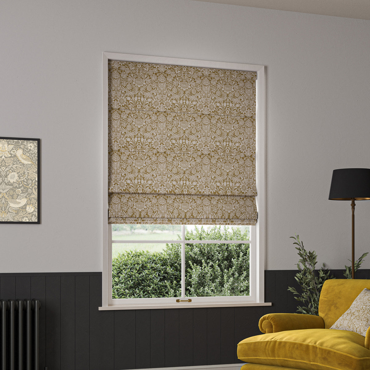 William Morris Sunflower Made to Measure Roman Blind Ochre