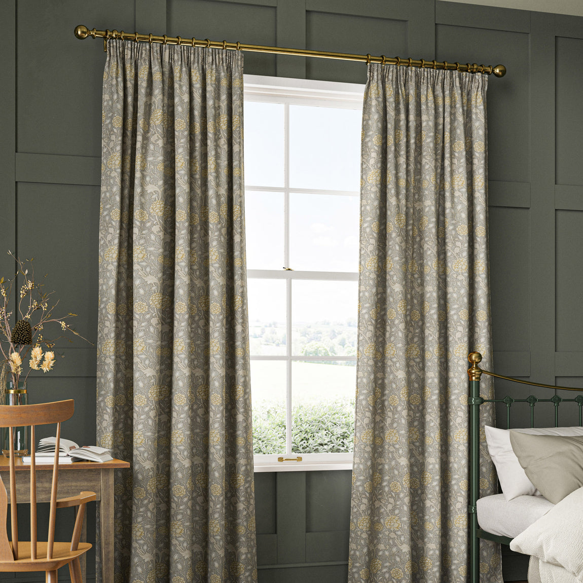 William Morris Wild Tulip Made to Measure Curtain Limestone