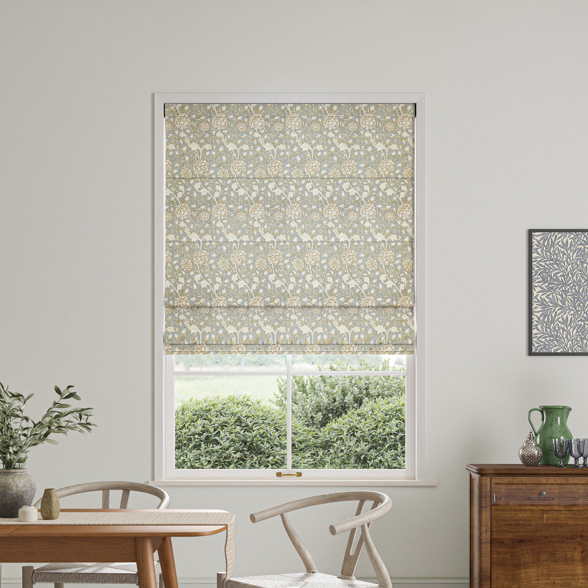 William Morris Wild Tulip Made to Measure Roman Blind Sage