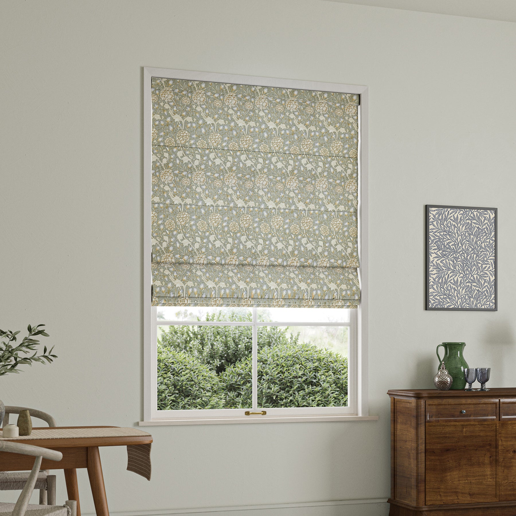 William Morris Wild Tulip Made to Measure Roman Blind Sage