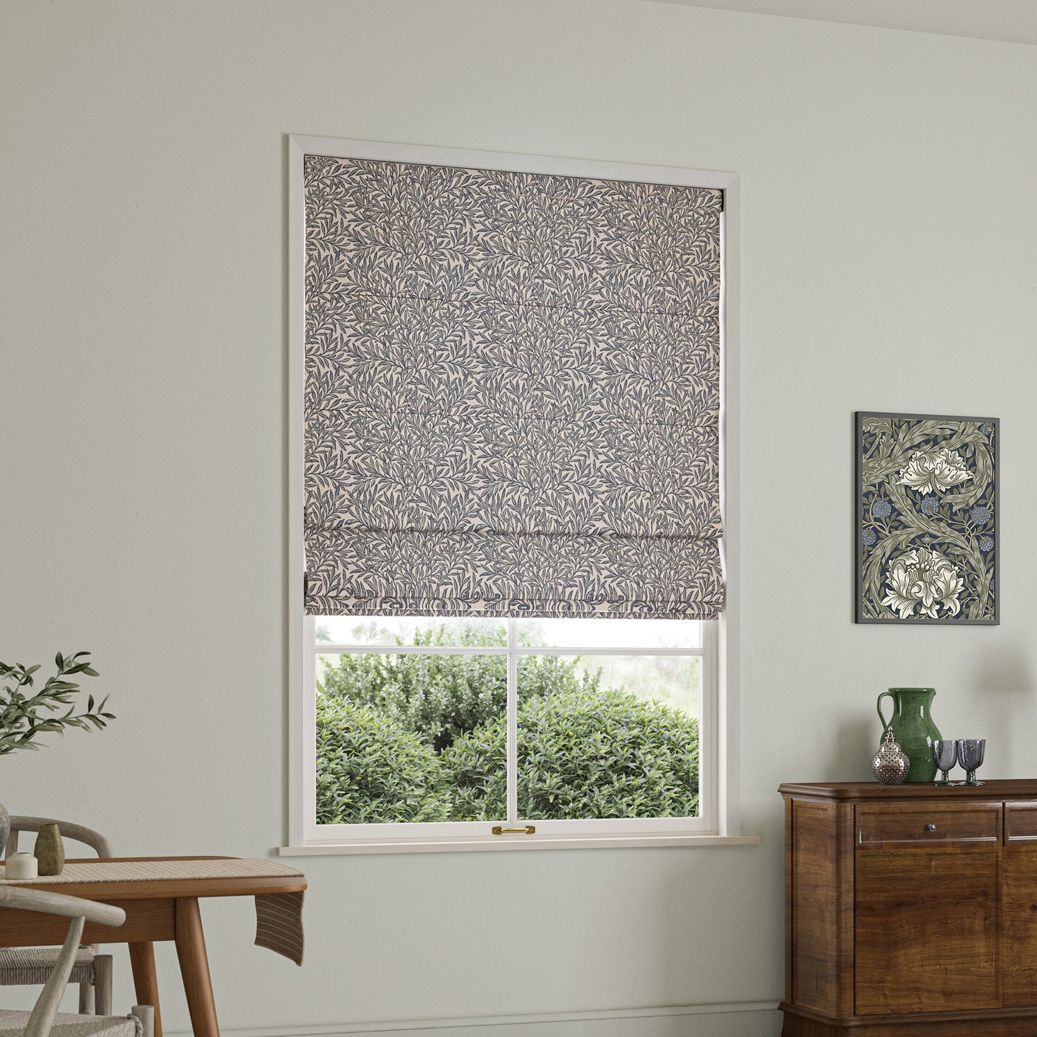 William Morris Willow Made to Measure Roman Blind Indigo