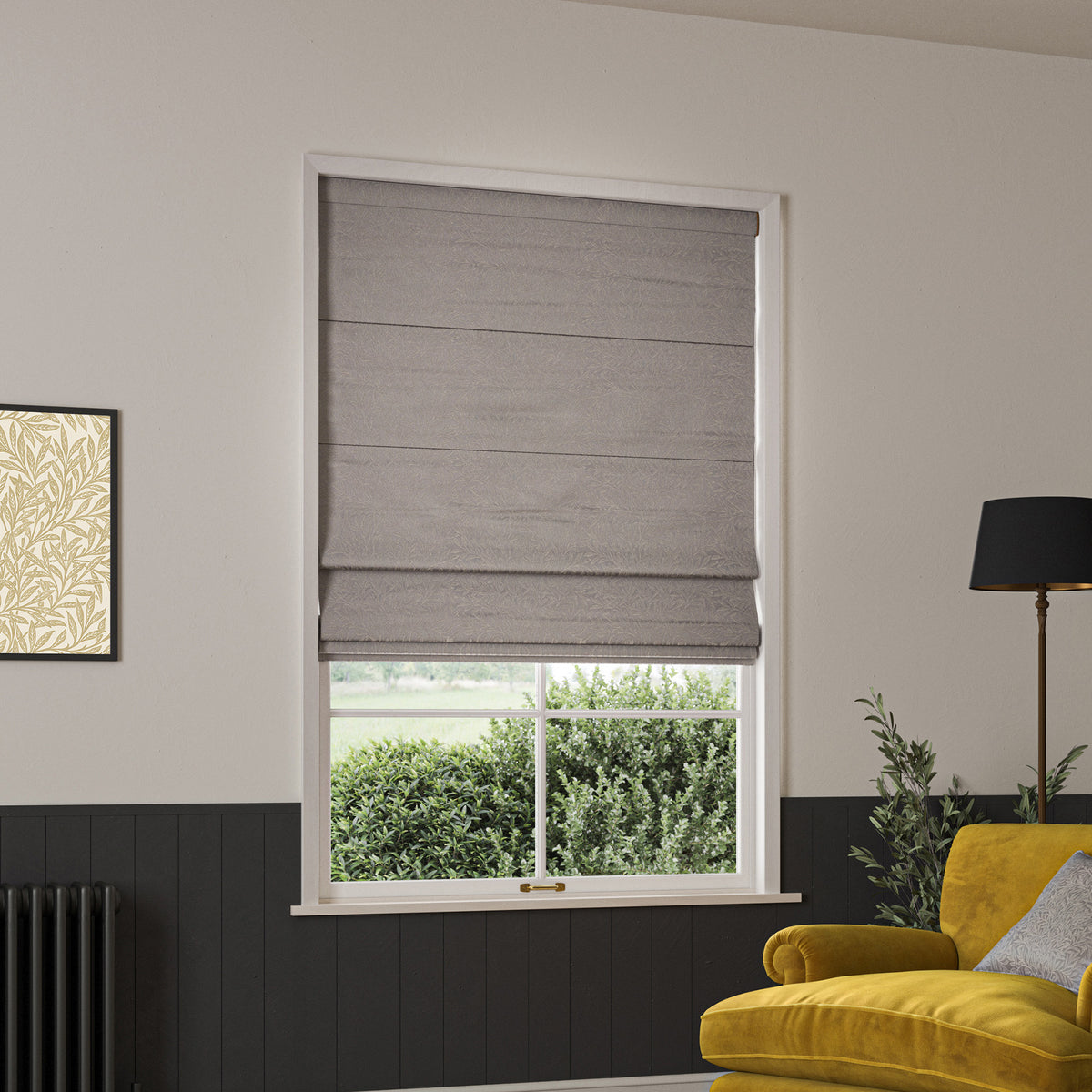 William Morris Willow Woven Made to Measure Roman Blind Iron