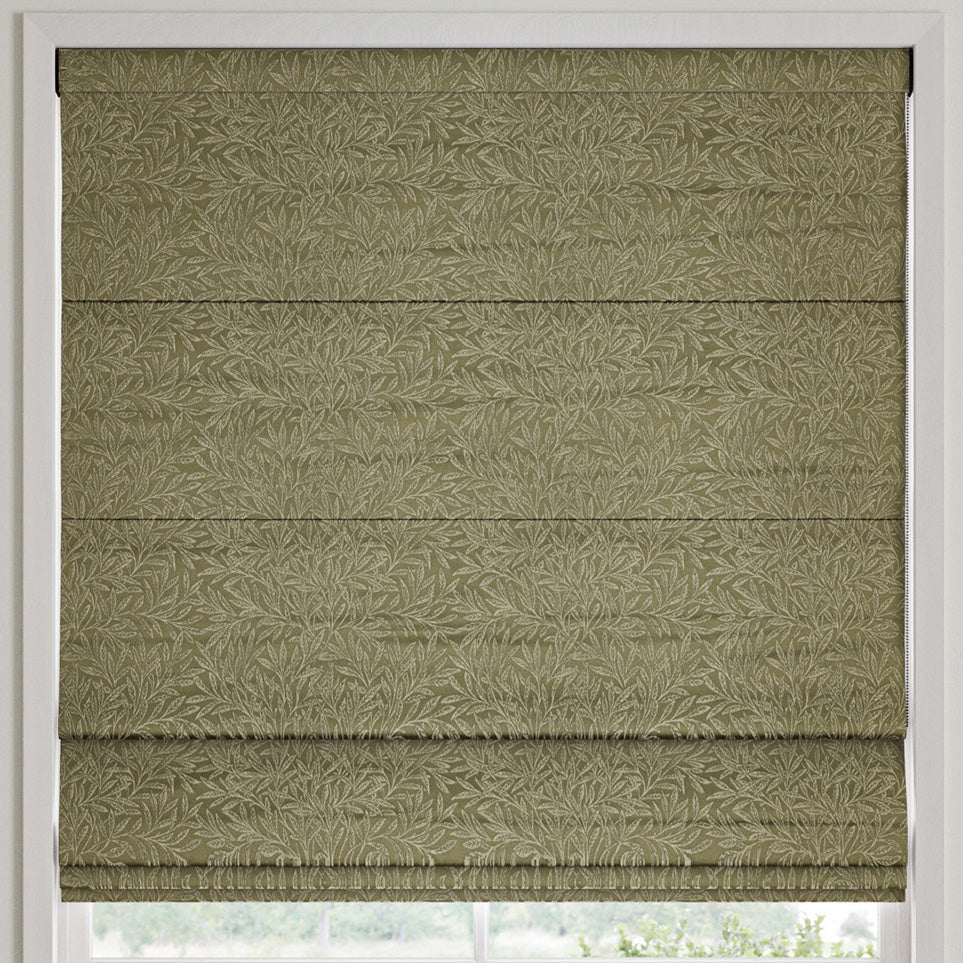 William Morris Willow Woven Made to Measure Roman Blind Sage