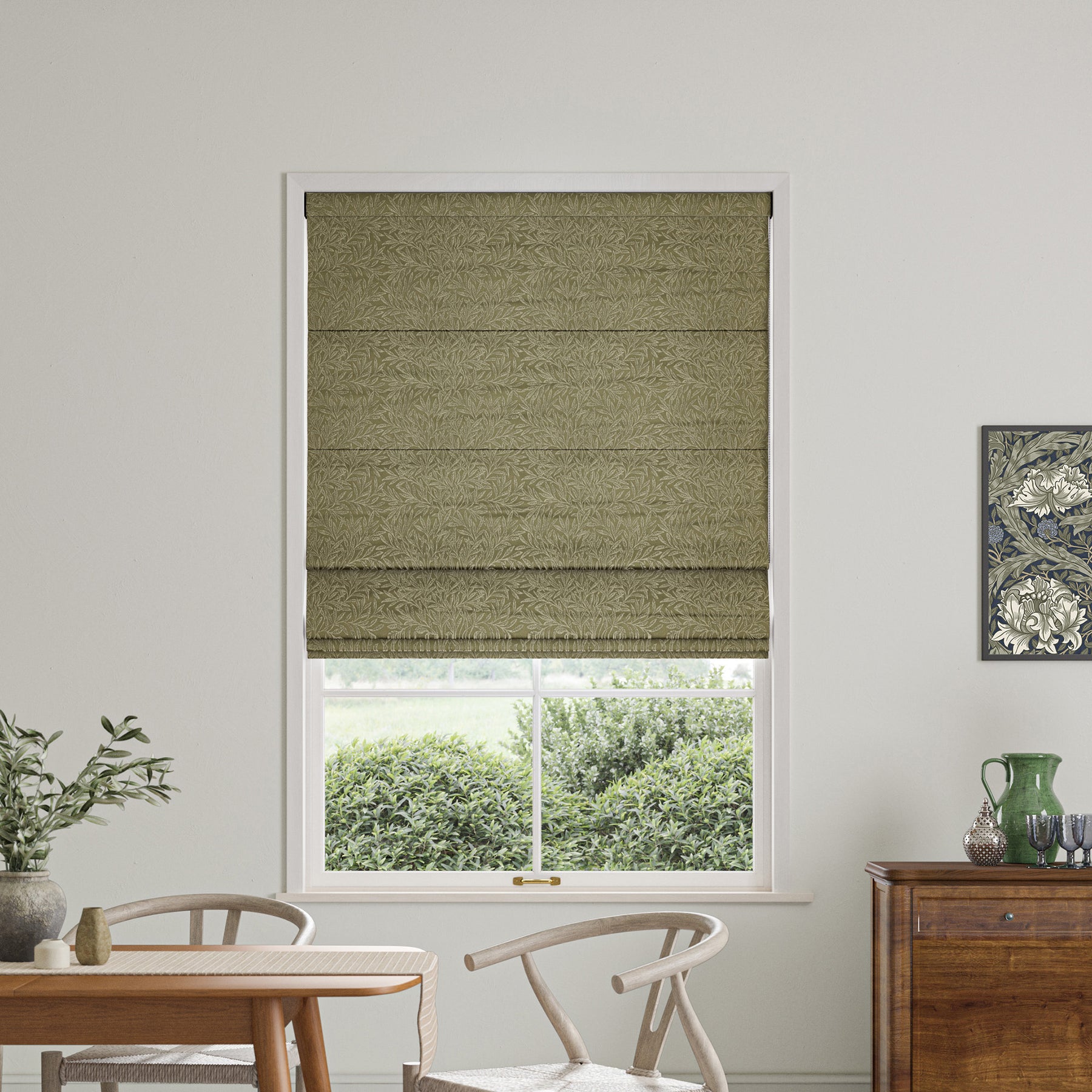William Morris Willow Woven Made to Measure Roman Blind Sage