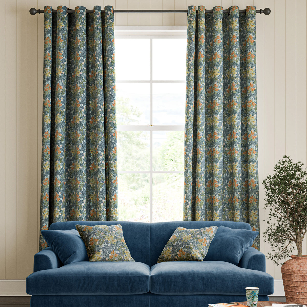 William Morris Bower Made To Measure Roman Blind Bluebird