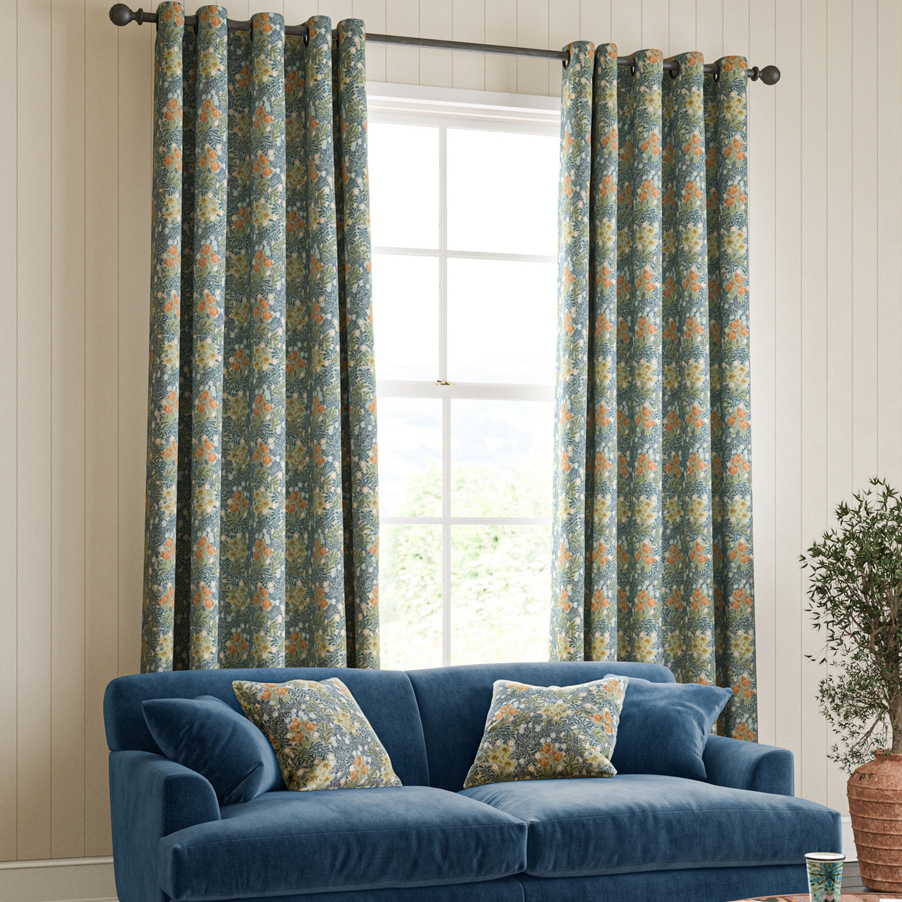 William Morris Bower Made To Measure Curtains Bluebird