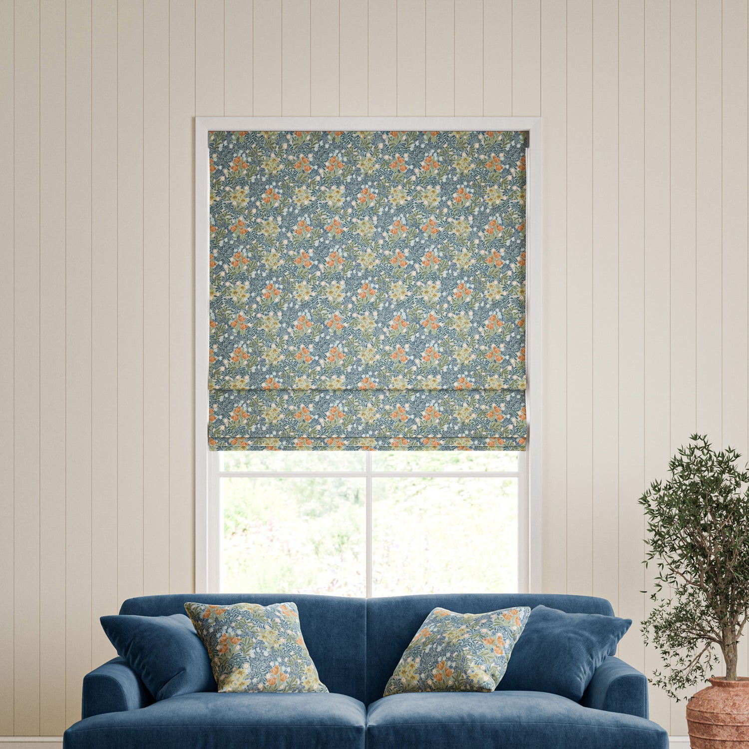William Morris Bower Made To Measure Roman Blind Bluebird