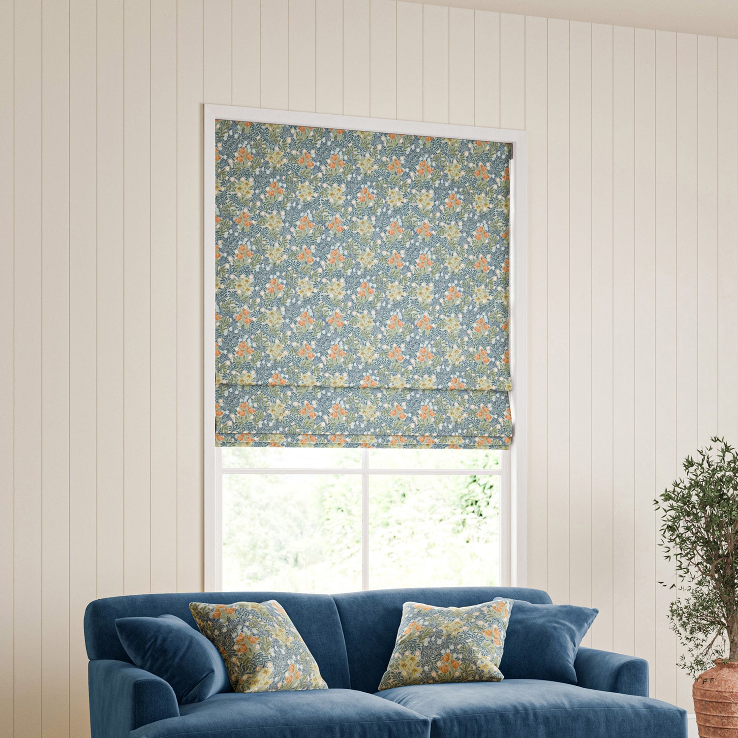 William Morris Bower Made To Measure Roman Blind Bluebird