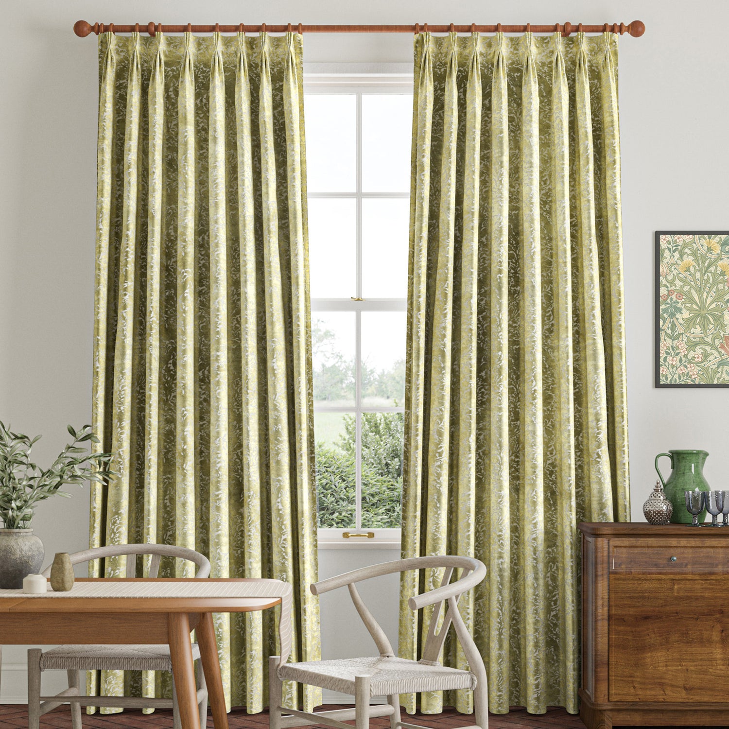 William Morris Compton Silhouette Velvet Made To Measure Roman Blind Apple