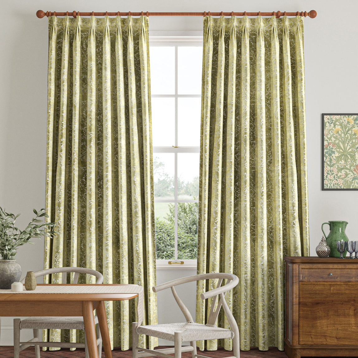 William Morris Compton Silhouette Velvet Made To Measure Roman Blind Apple