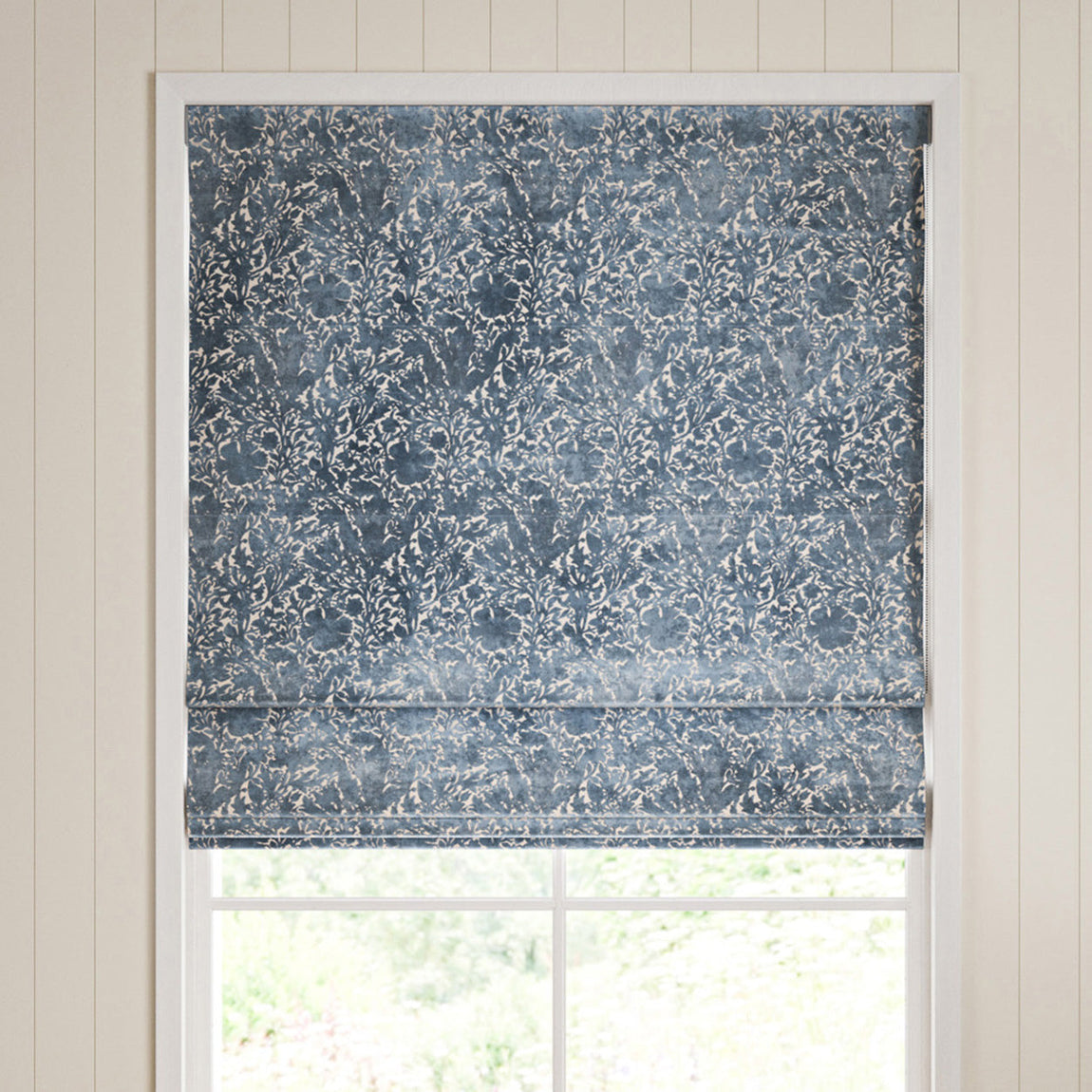 William Morris Compton Silhouette Velvet Made To Measure Curtains Indigo