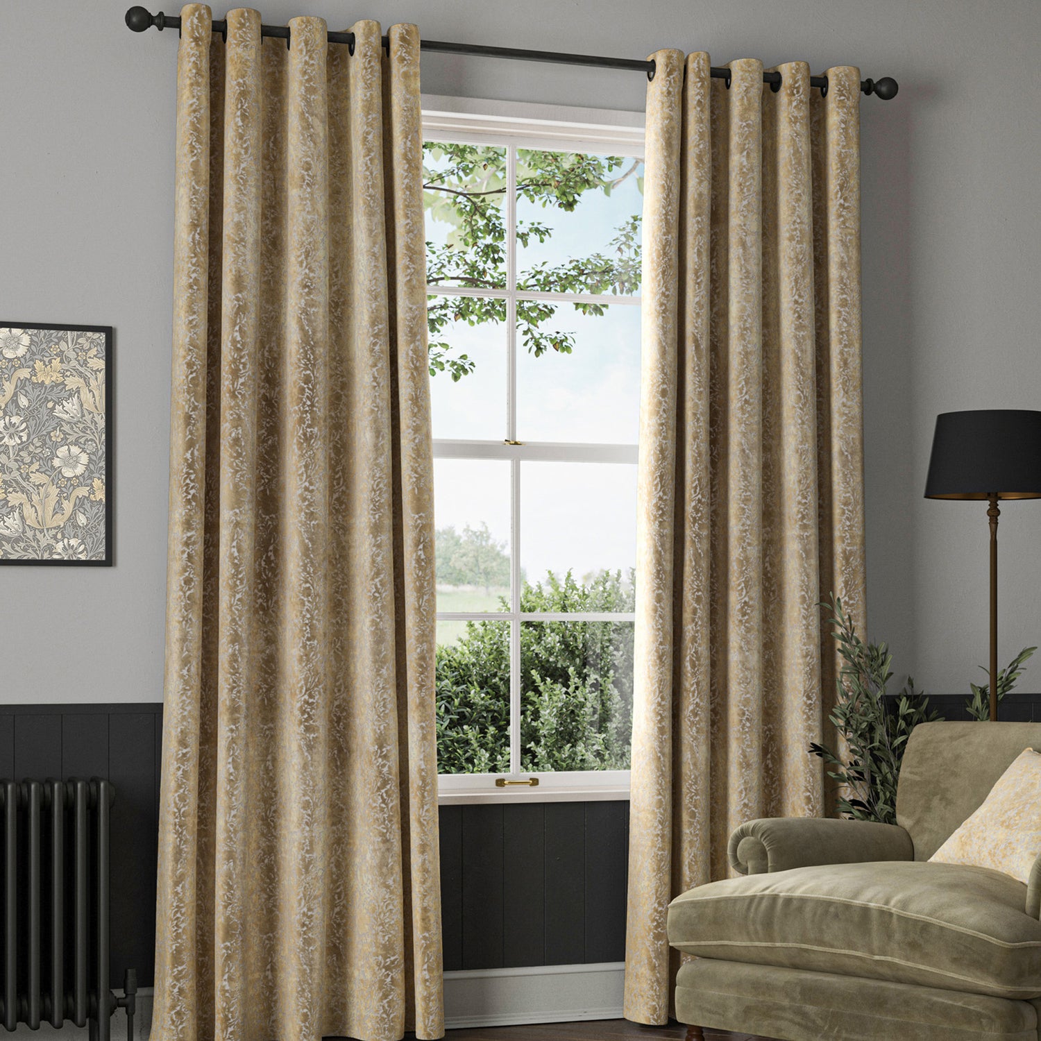 William Morris Compton Silhouette Velvet Made To Measure Curtains Barley