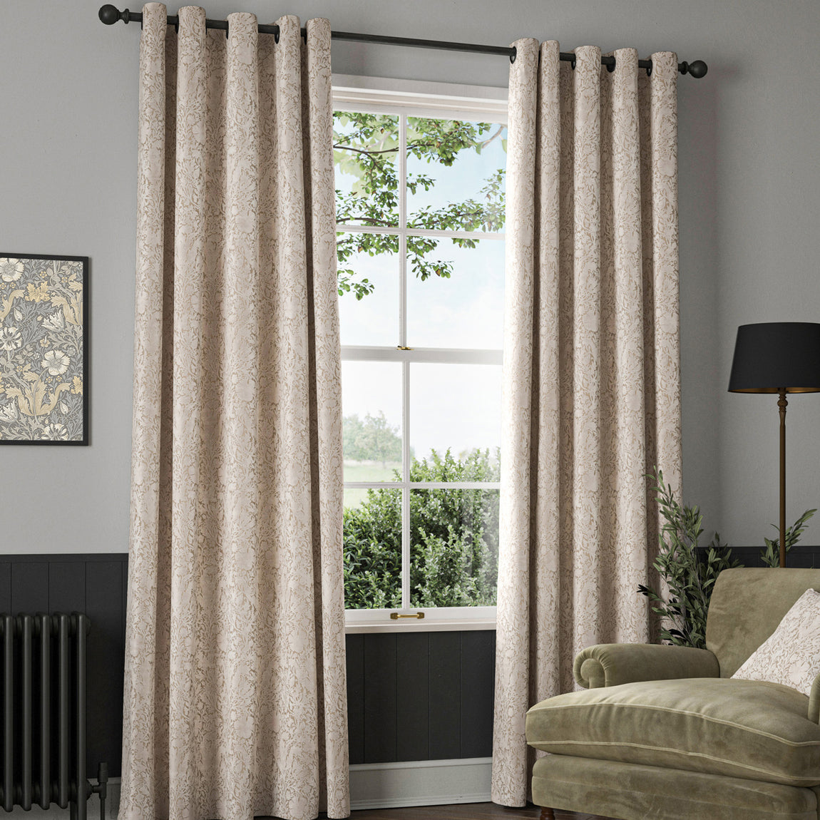 William Morris Compton Silhouette Velvet Made To Measure Curtains Cloud