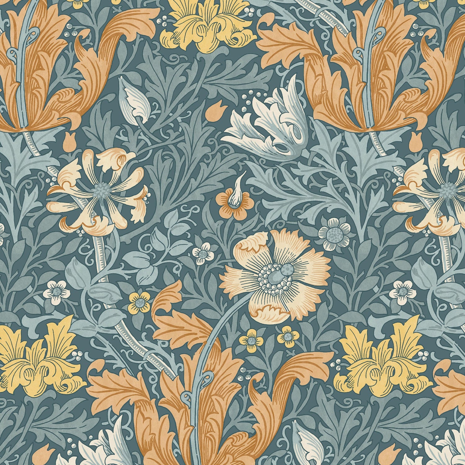 William Morris Compton Velvet Made To Measure Curtains Bluebird