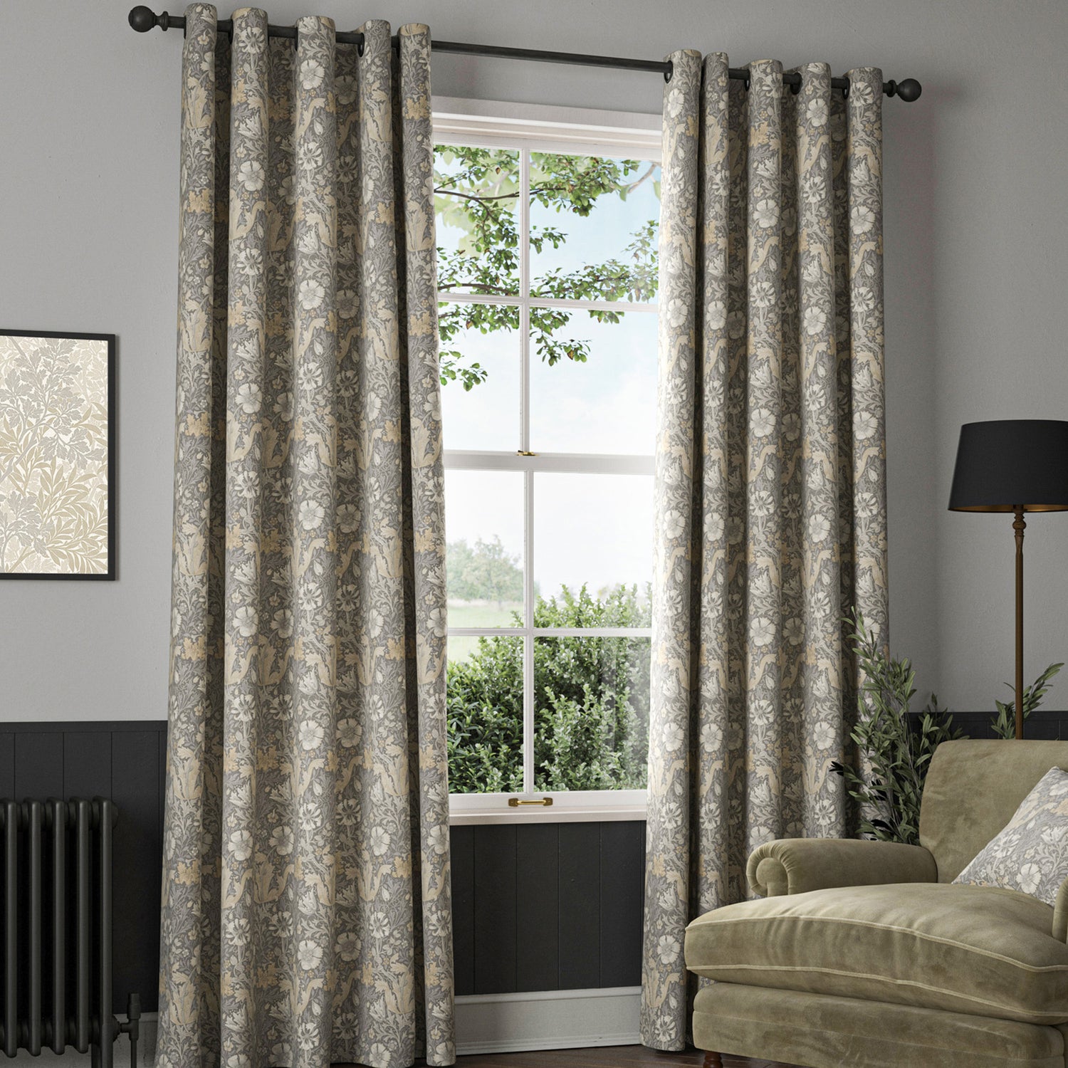 William Morris Compton Velvet Made To Measure Curtains Cobble