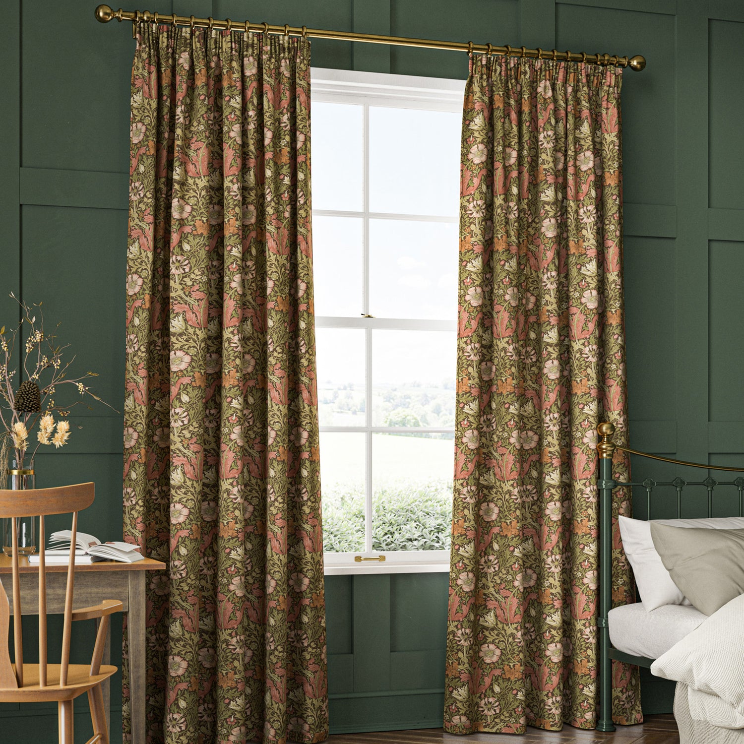 William Morris Compton Velvet Made To Measure Curtains Brick