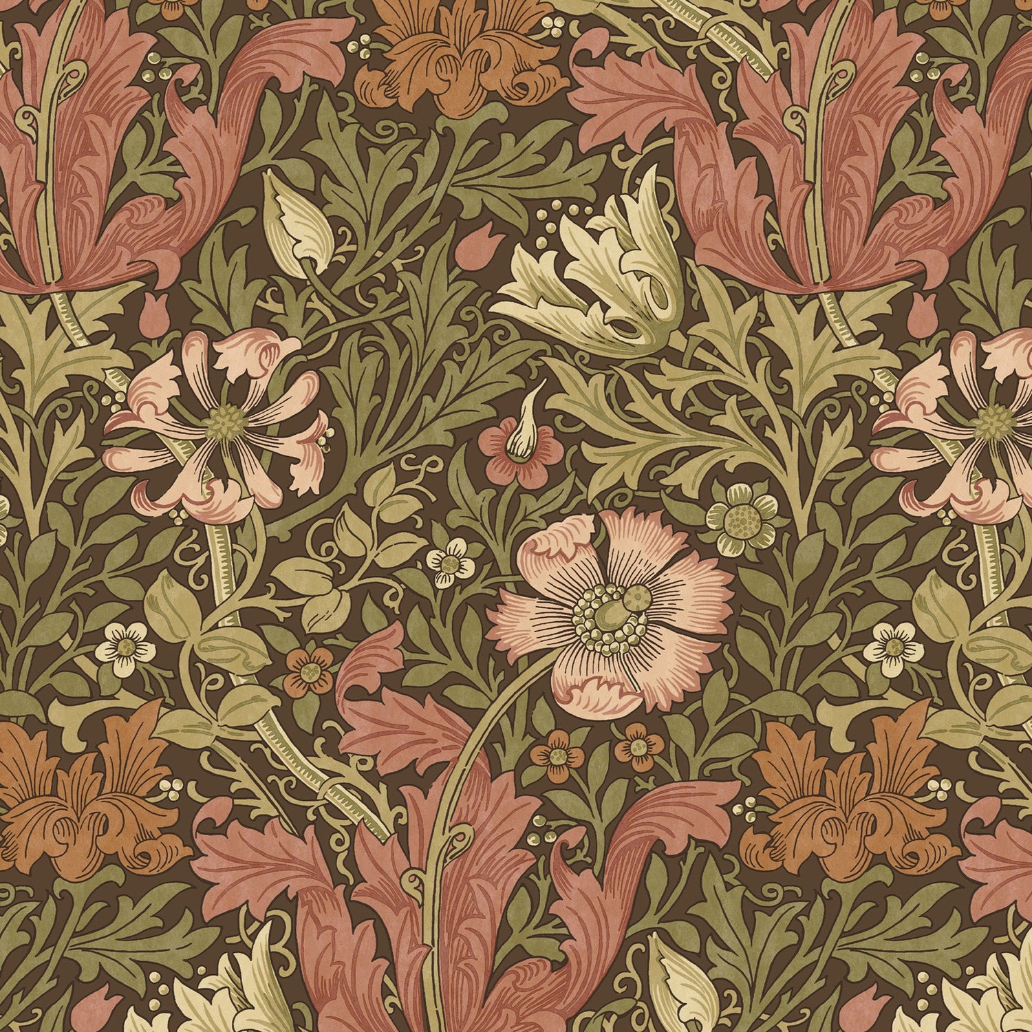 William Morris Compton Velvet Made To Measure Curtains Brick