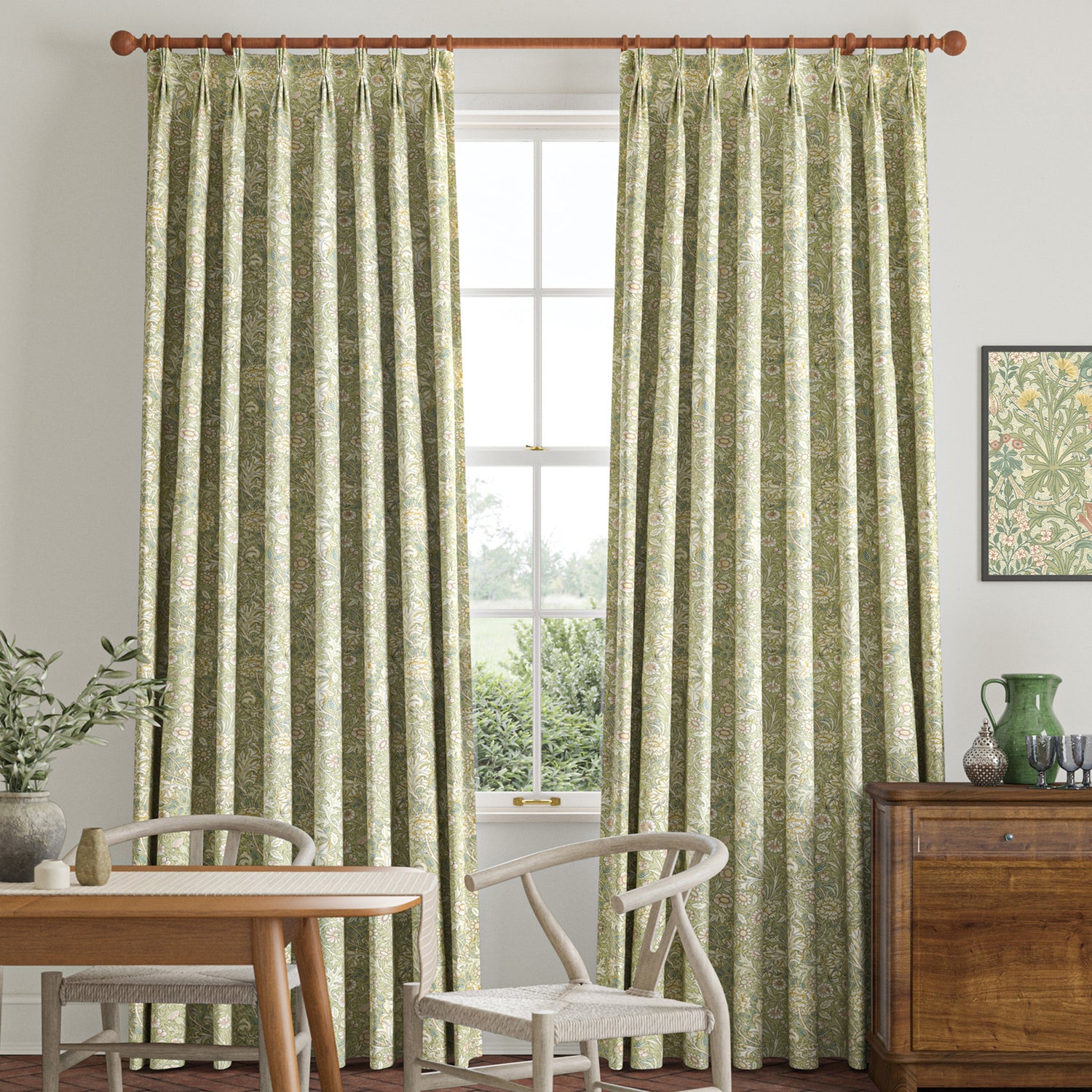 William Morris Double Bough Made To Measure Curtains Apple