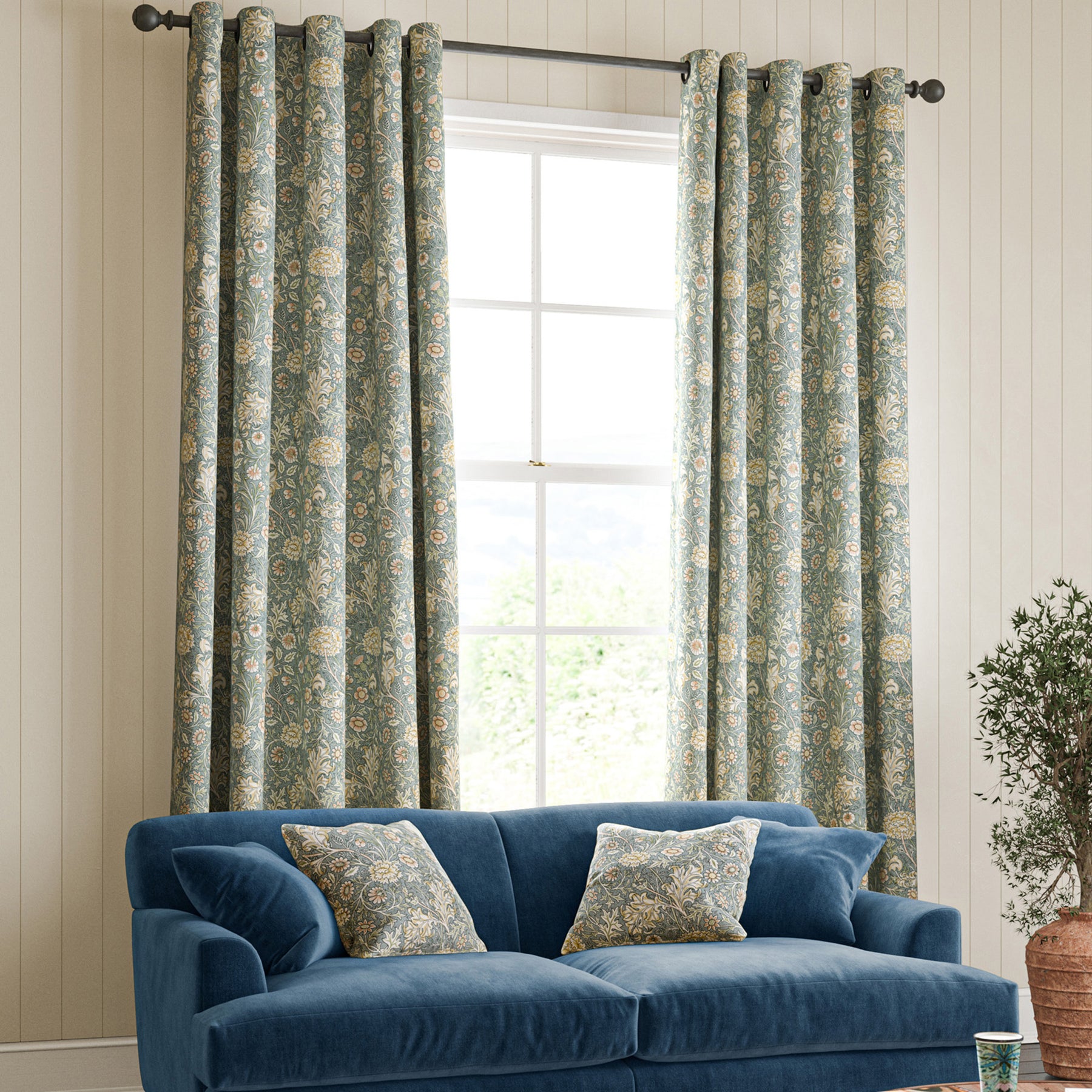 William Morris Double Bough Made To Measure Curtains Bluebird