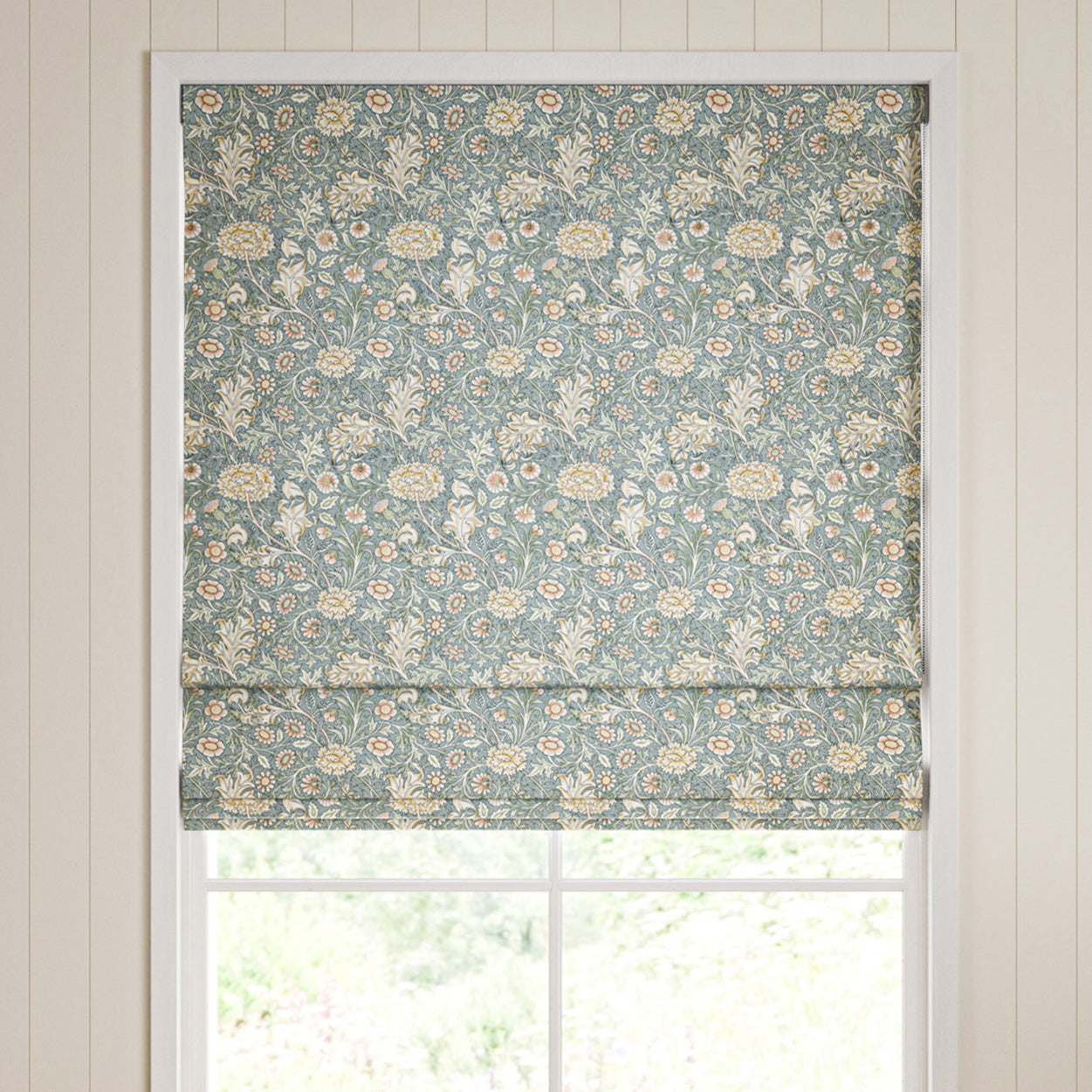 William Morris Double Bough Made To Measure Roman Blind Bluebird