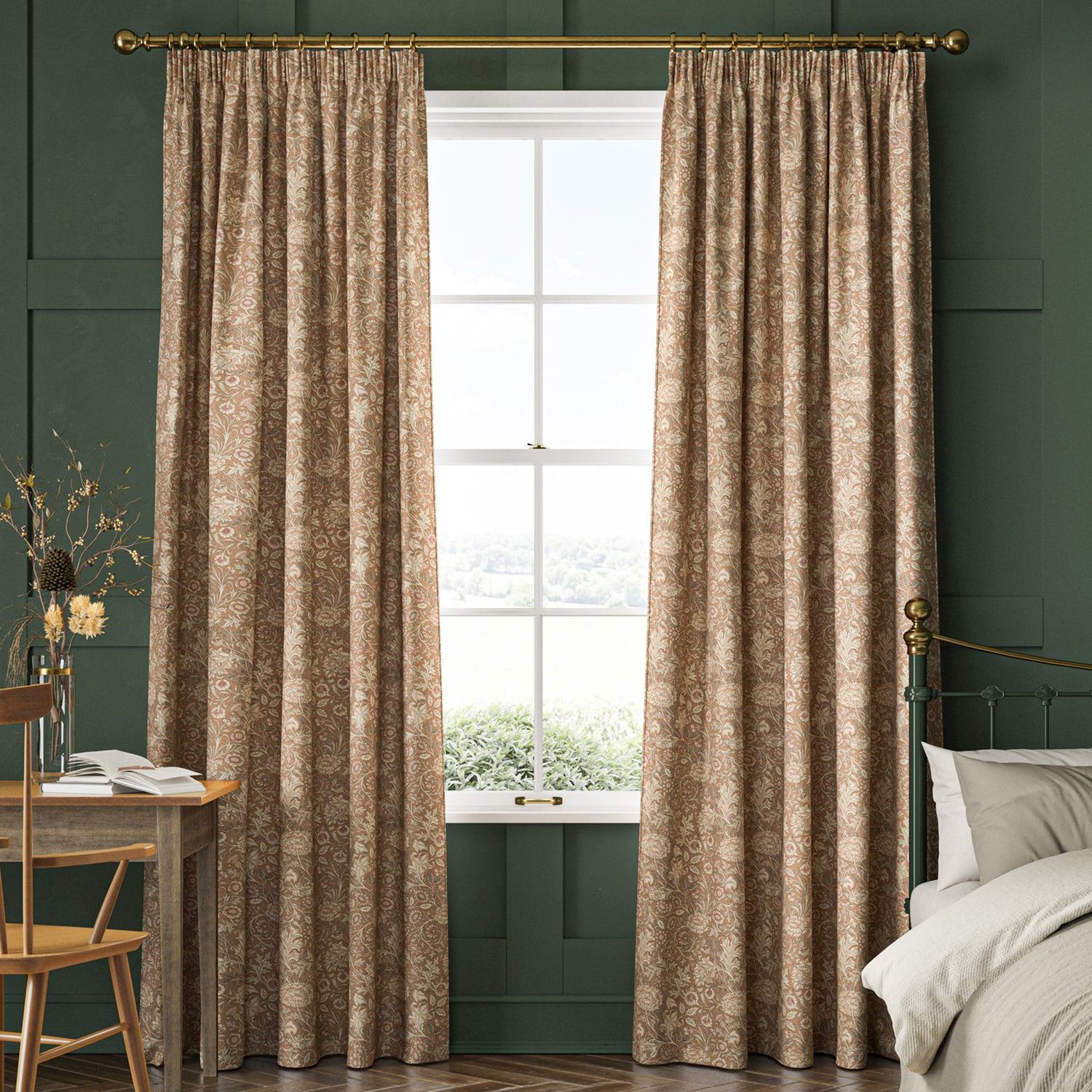 William Morris Double Bough Made To Measure Roman Blind Terracotta