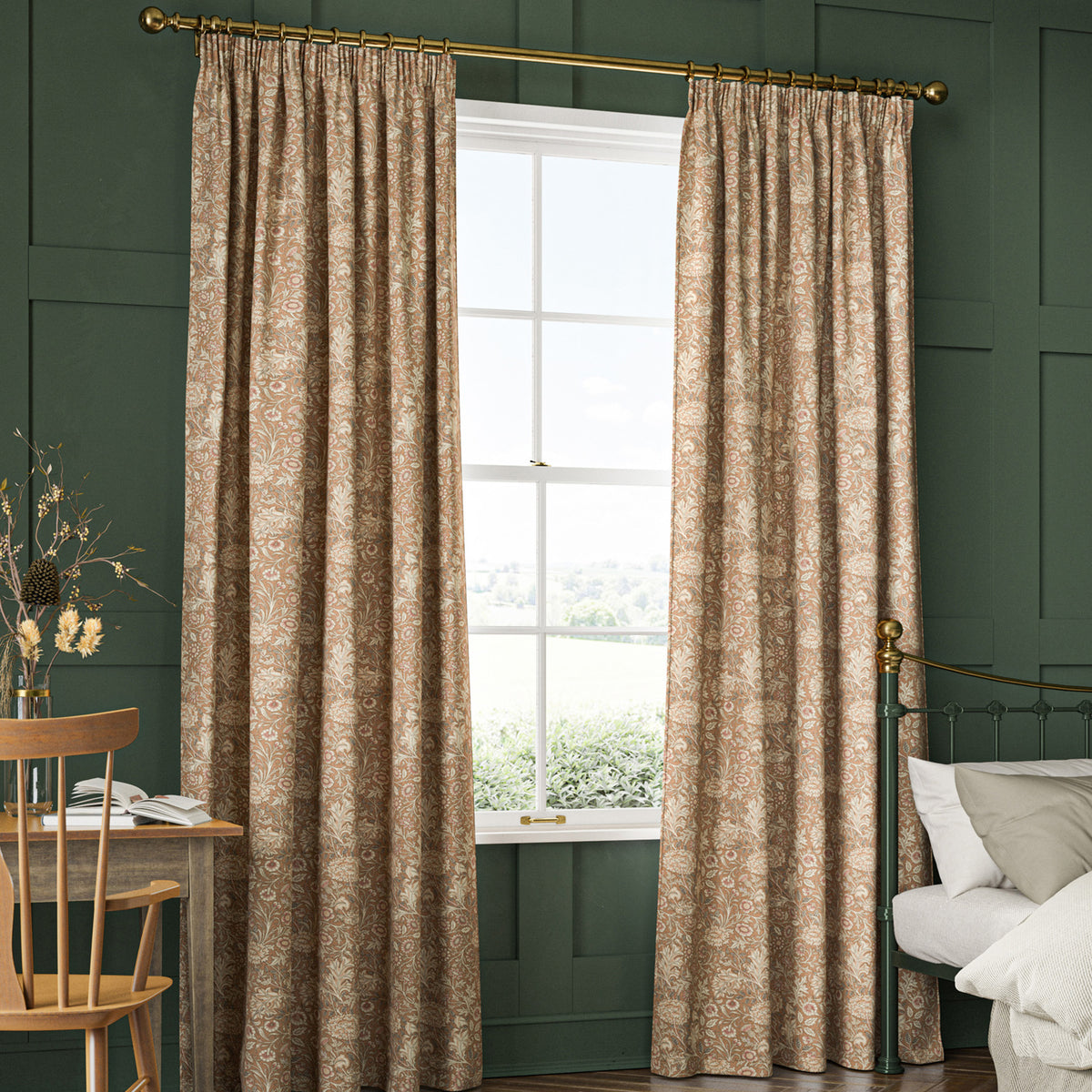 William Morris Double Bough Made To Measure Curtains Terracotta