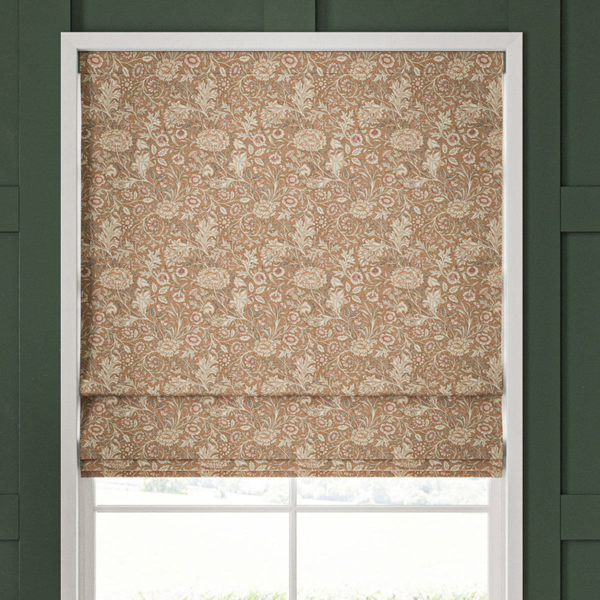 William Morris Double Bough Made To Measure Roman Blind Terracotta